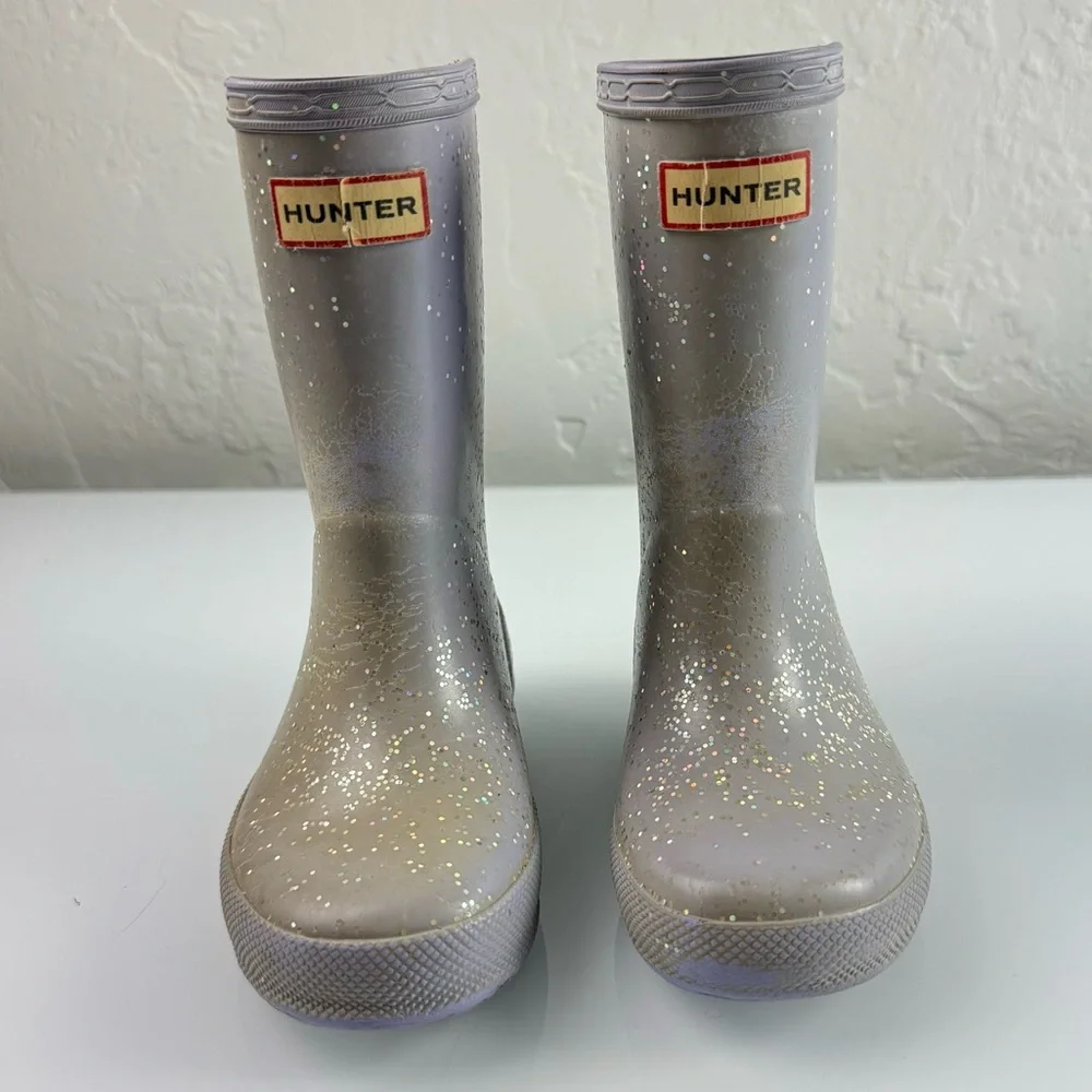 Hunter Rain Boots Kids First‎ Classic Glitter Purple Lavender Sparkle Rubber